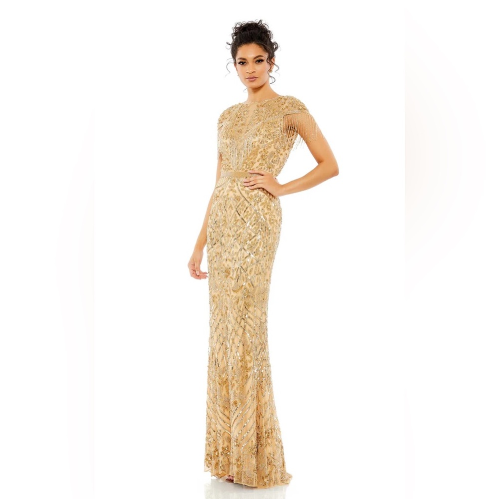 Mac Duggal Gold Maxi Dress